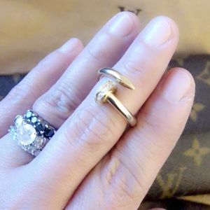 18k gold nail ring with crystals!